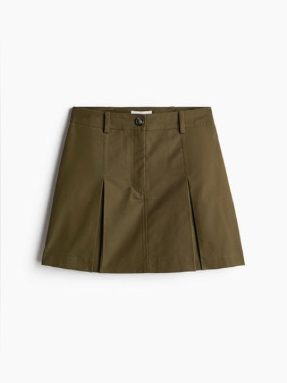 H&M Pleated Twill Skirt | Dark khaki green | Size 10